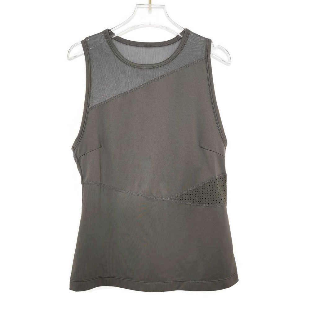 JoyLab Tank Medium Gray Mesh Panel Sleeveless Activewear